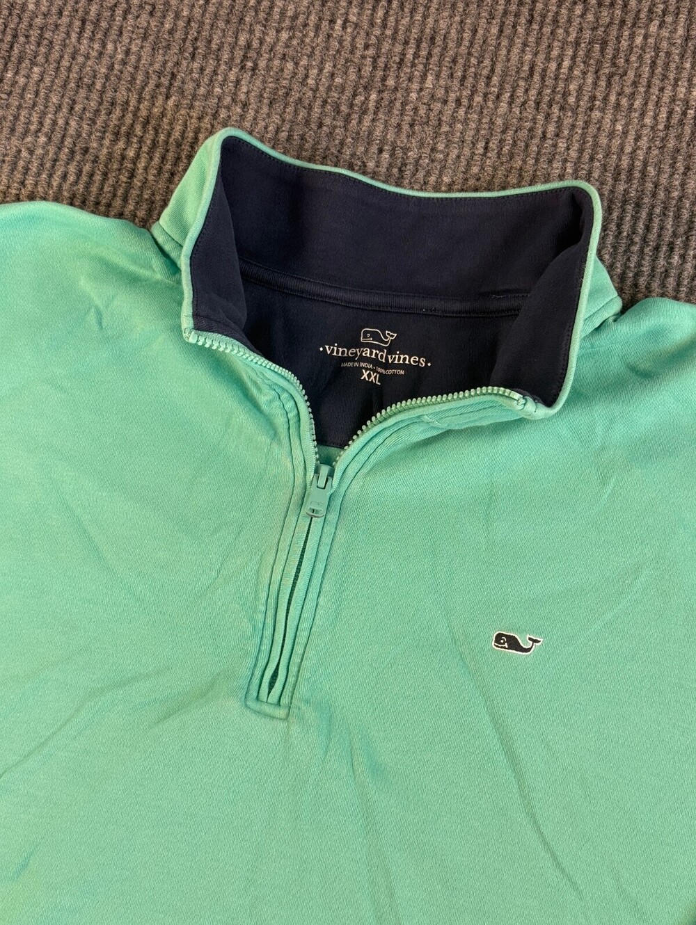 Vineyard Vines 1/4 Zip Pullover Mens XXL Teal Long Sleeve 100% Cotton Whale Logo